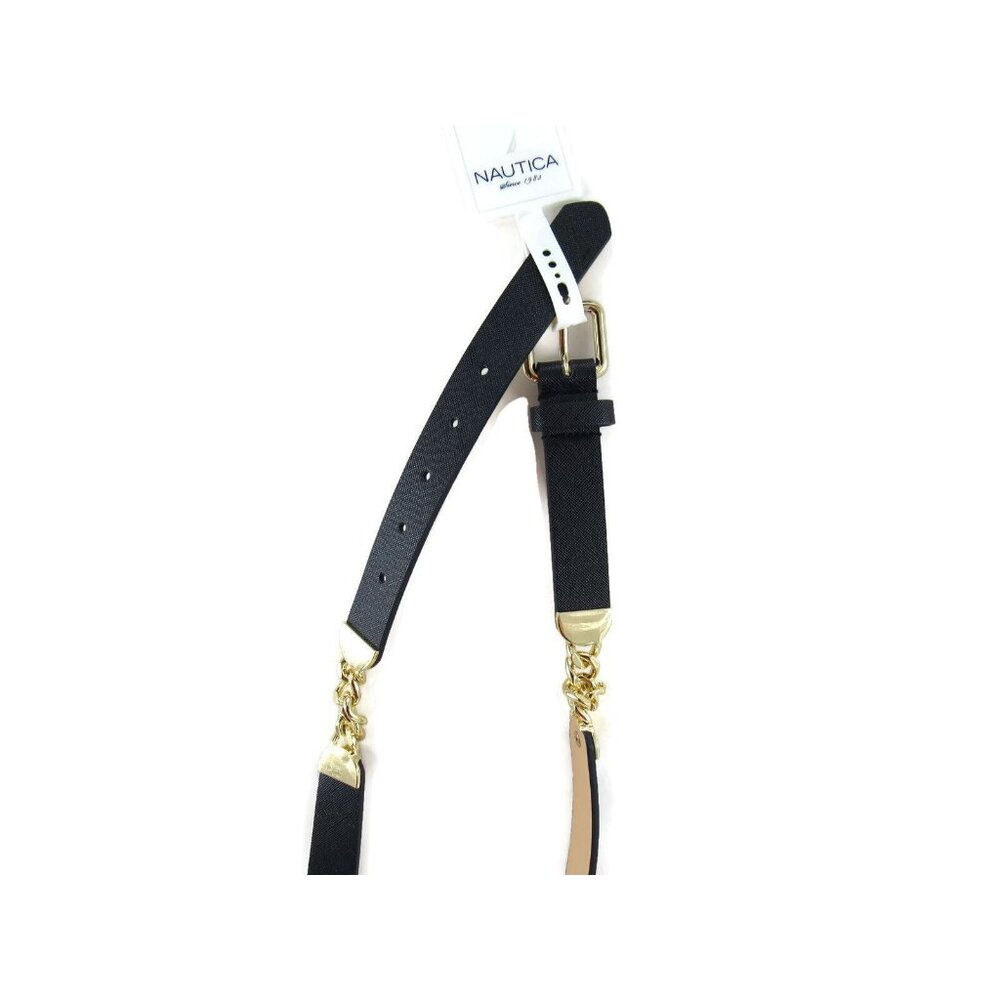 Nautica Women's Accessories Chain Accent Belt Black Size X-Large New - Picture 7 of 7